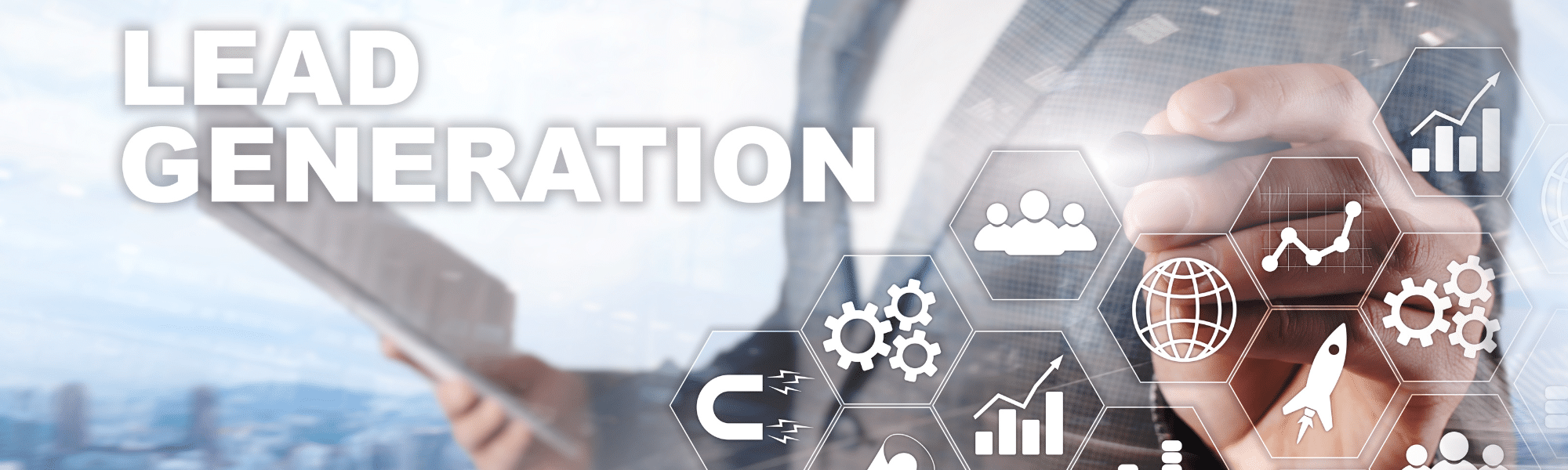 Infographic on lead generation strategies, focusing on PPC methods to attract potential customers for businesses.